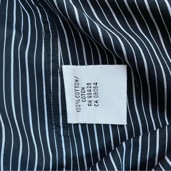 Bugatchi Uomo Button Up Shirt Long
Sleeve Flip Cuff Striped Size 15 Black
White - Picture 8 of 9